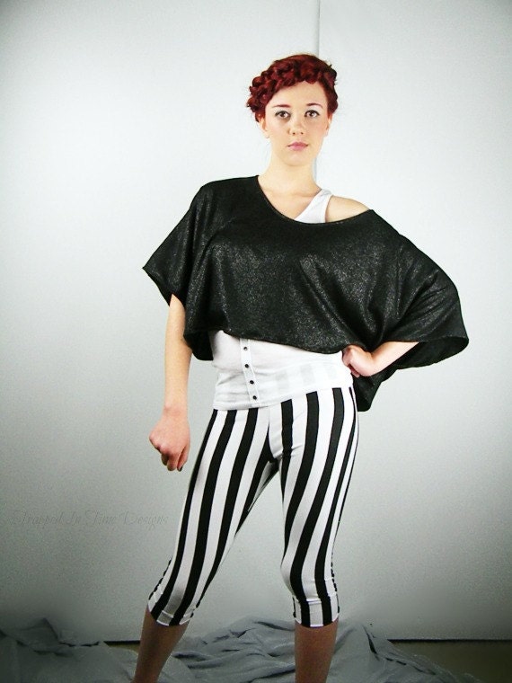 Capri Striped Leggings, Black and White Striped Leggings, Leggings