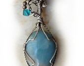 Amazonite, Sterling and Crystal Pendant