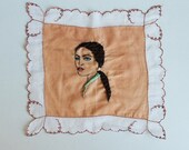 the look, by julie tillman. original embroidery art on vintage floral hankie