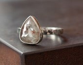Natural Rose Cut Grey-Red Diamond Ring in 14kt White Gold