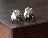 Faceted Iron Pyrite Stud Earrings in 14kt Gold