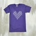 SUMMER CLEARANCE SALE - screenprinted medium vneck tshirt geometric heart purple american apparel shirt sun clouds pattern letterhappy etsy