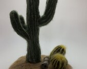 Saguaro Rattlesnake Felted Cactus