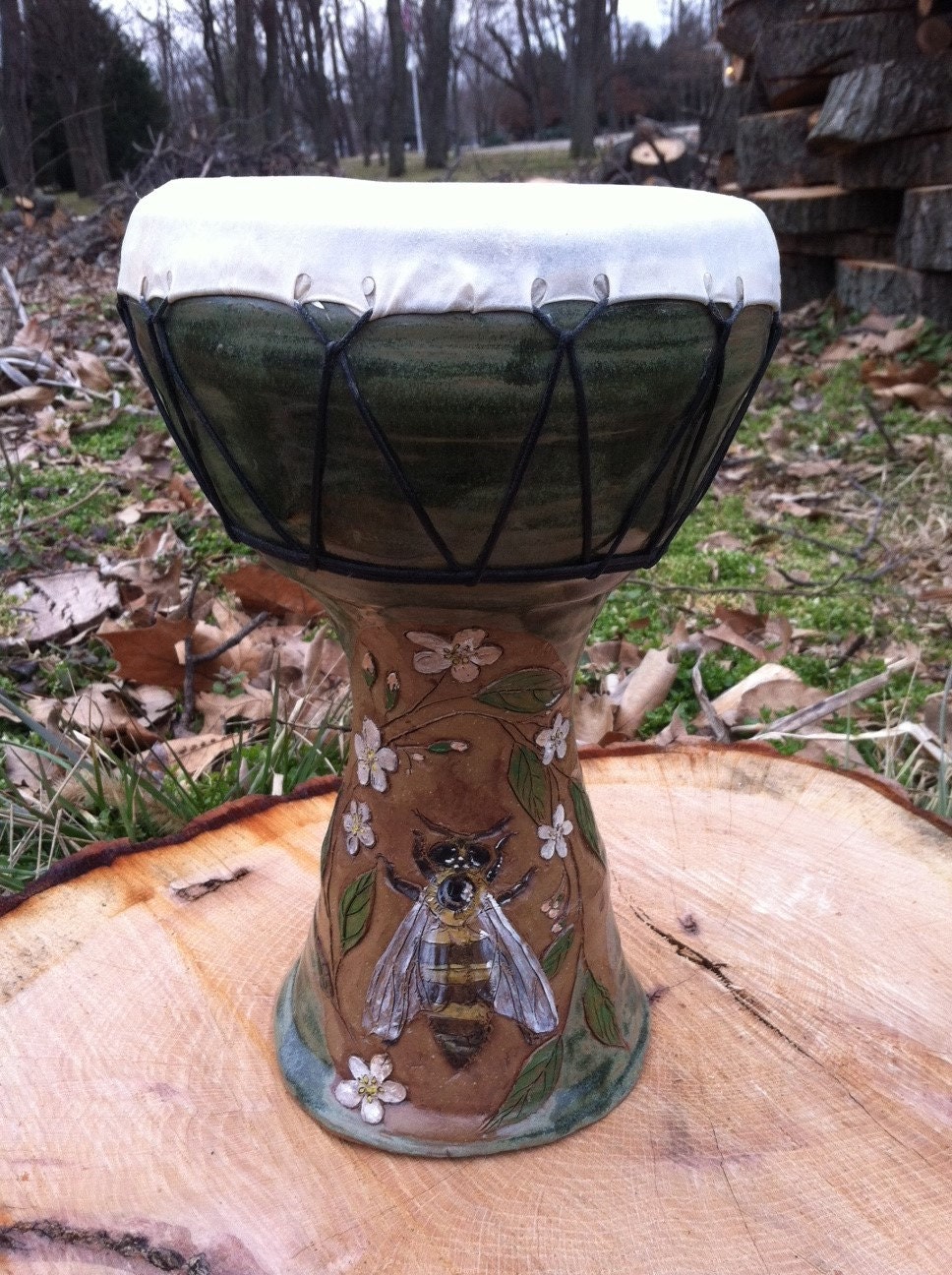 Song of the Honey Bee.  Incised doumbek ceramic drum