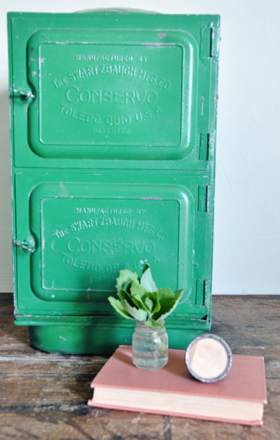 Vintage Emerald Metal Cupboard