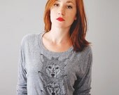 Wolf Totem - womens long sleeve raglan pullover Modern Wolf Wolves Boho - by Bark Decor