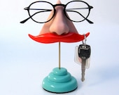 Nose Eyeglasses Stand, desk accessory, Ginger Mustache Key Hook, home decor, men, Father, quirky odd funny beautiful