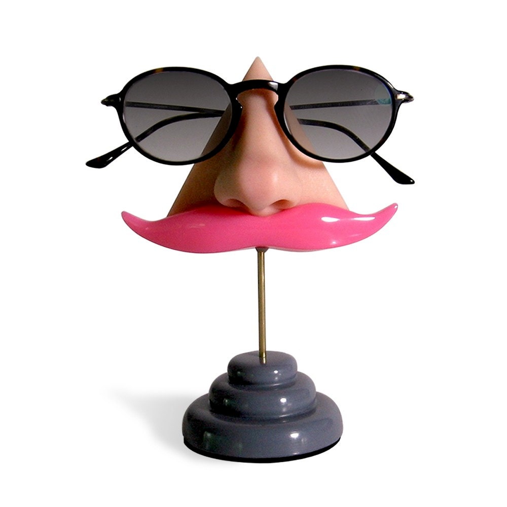 Eyewear Holder,Nose Eyeglasses Display,Pink Mustashe,Key hook,Glasses stand,Women,Men