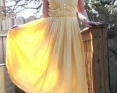 vintage 50s 60s yellow gingham summer day dress