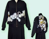 Vintage Kimono Embroidered Bomber Style Short Jacket