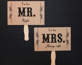 Photo Booth Prop. Wedding Photo Prop. Thank You and Mr. and Mrs. Kraft Double Sided Paddle Signs . Fan