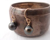 Black Pearl Gold Fill Earrings