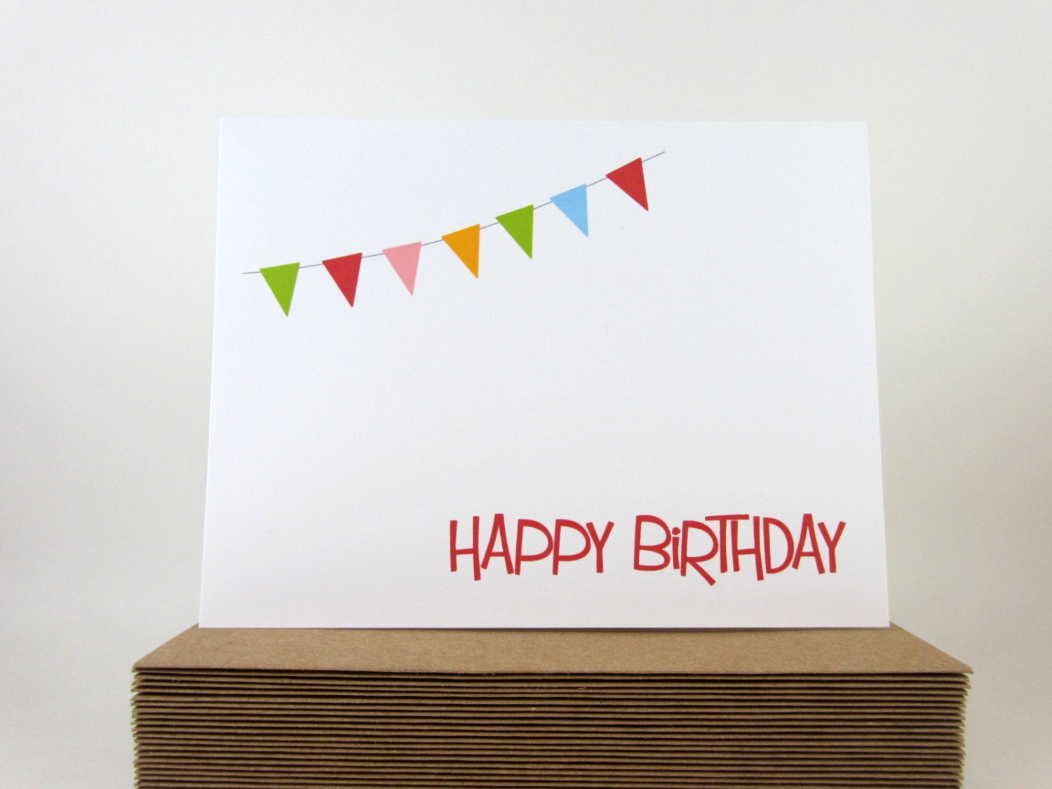 Happy Birthday Card, Bunting Greeting Card, Bunting Card, Banner, Pendant, Triangle, Geometric - single