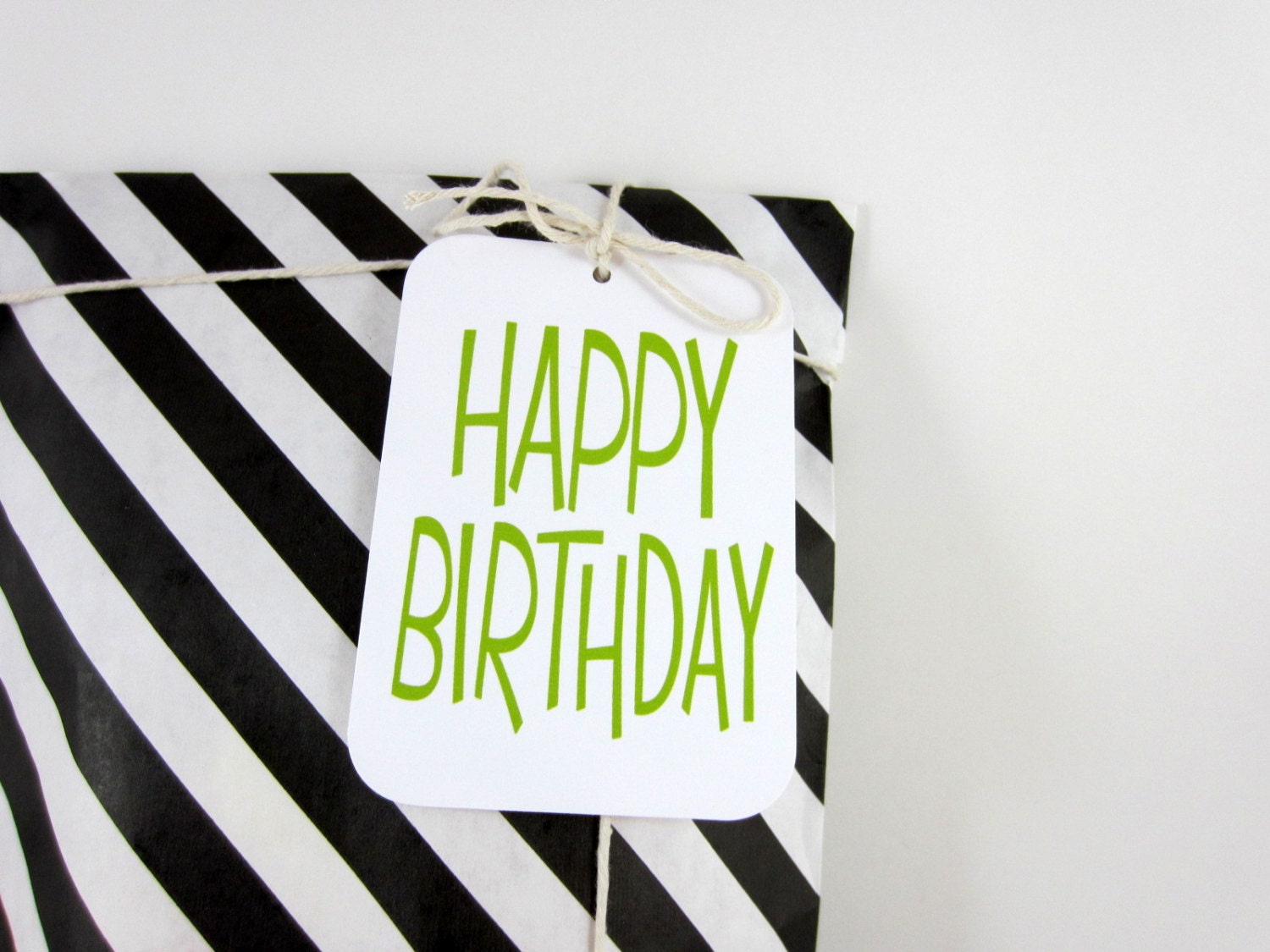 Gift Tags, Happy Birthday Tag, Hang Tags, Wrapping Supplies - set of 12