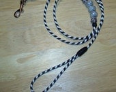 38" White Kangaroo Show Lead, with Handmade Beads.
