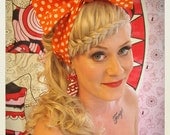 Pin Up -style polka dot Hair Bow scarf, orange