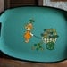 Quirky Mid Century Serving Tray, Girl with Flower Cart Blue Tray, Serving Platter