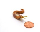Terrestrial Slug, ivory/brown/1 - lampworked glass figurine sculpture, very lifelike