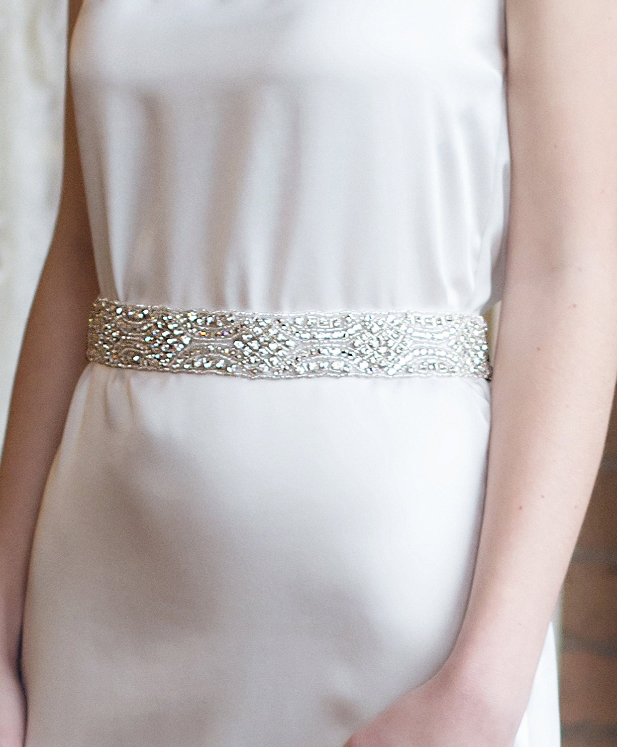 Bridal Sash, Crystal Sash - LIZZY