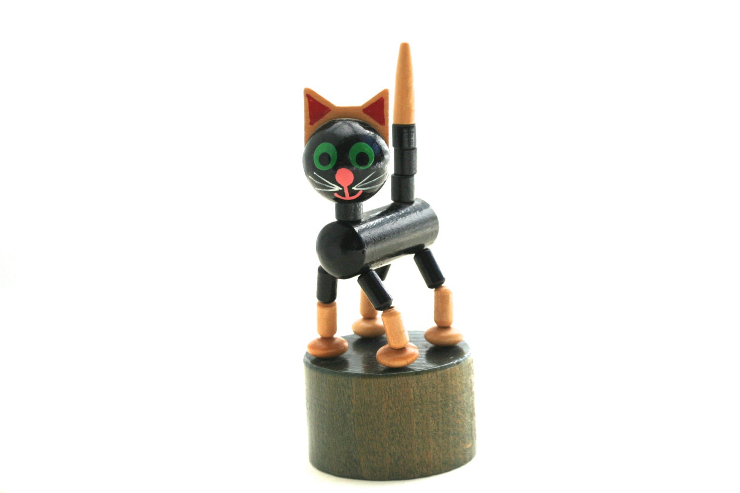 Cat Got Your Tongue - Vintage Wood Collapsing Cat - Toy -