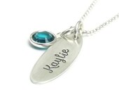 The Kaylie Necklace - Hand Stamped Personalized Charms Necklace with Swarovski Crystal