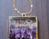 Amethyst Stalactite Druzy Necklace 14k Gold
