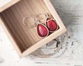 Red Rose drop earrings - Petals, Flower jewelry - Wine, burgundy - Bloom by BeautySpot  (E125)