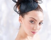 Black buckram cocktail hat