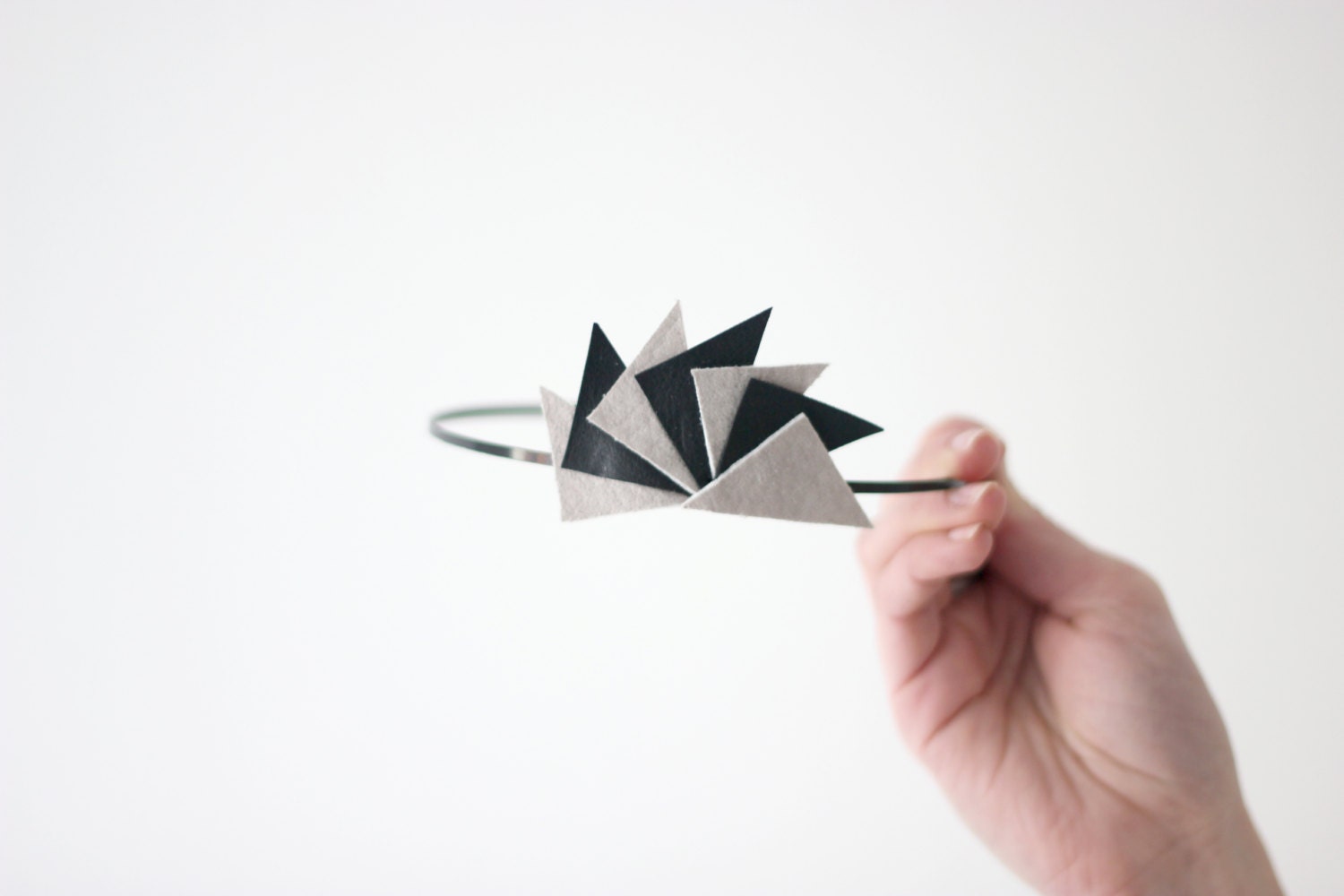 Geometric headband - leather hair accessory, triangle headband