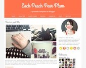 Blogger Premade Template: Each Peach - peach, orange, coral, cursive, minimalist, blog, theme, chevron, yellow, gold, gray