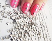 SILVER 3mm Circle Metal Studs 100 Pieces Nail Rhinestuds Hotfix