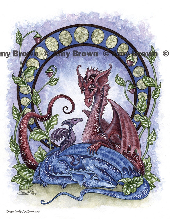 Dragon Family 8.5x11  PRINT by Amy Brown