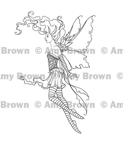 Digital Download Flying Fairy Art by Amy Brown Coloring Print