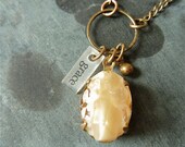 Custom Vintage Glass Cabochon and Text Necklace