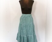 Vintage 1960s Green Gingham Skirt Coddington Sportswear