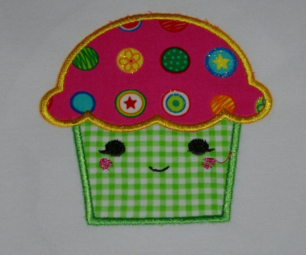 Happy Cupcake with Green Gingham Onesie
