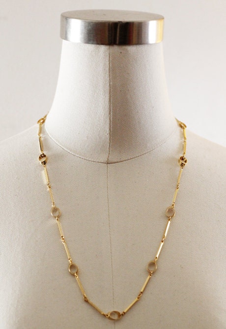 Vintage Gold Oval Link Necklace