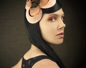 Ombre Black/Pink//Cream Felt Headband With Geometric Pattern - Helix Series