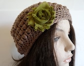 Crochet Eco Friendly Beanie in Brown, Organic Slouchy Hat