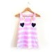 Black Hearts - Hand Dyed Striped Stenciled Shoulders Swing Tank Top in Pink and White - XS S M L