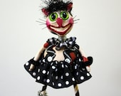 Calico Kitty Cat Halloween Folk Art Collectible Art Doll Holiday Decoration