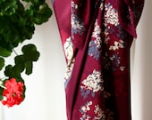 Maroon Wild Roses Sarong - Batik Pareo - Womens Clothing Beach Wrap Skirt - Purple Beach Sarong - Swimsuit Cover Up