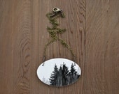 Grove Necklace in Antique Black and Graphite - Nature Landscape Wood Pendant