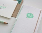 Letterpress Notebook, Mini Journal, Jotter - Minty Note Bubble