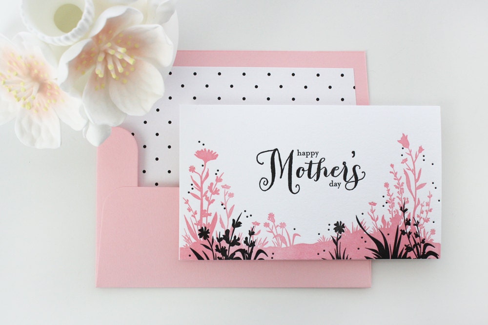 Mother's Day Card - Letterpress Flower Meadow