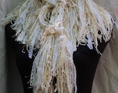 Shades of White Sequins & Lace Handmade Crochet Scarf Wrap