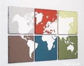 Large Distressed World Map Multi Colored Vintage Wall Art - Customizable Gift