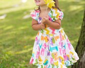 Girls Peasant Dress, Pet Puppy, by SunLoveShirts