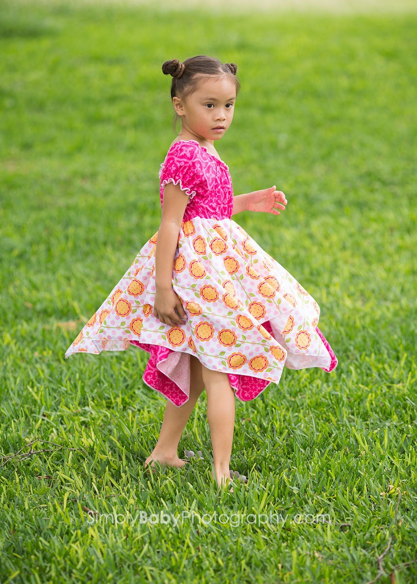 Girls Handkerchief Dress, Sunburst, by SunLoveShirts