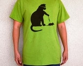 Cat Scientist - Injecting Mouse- T-shirt, Kiwi - Adult S, M, L, or XL